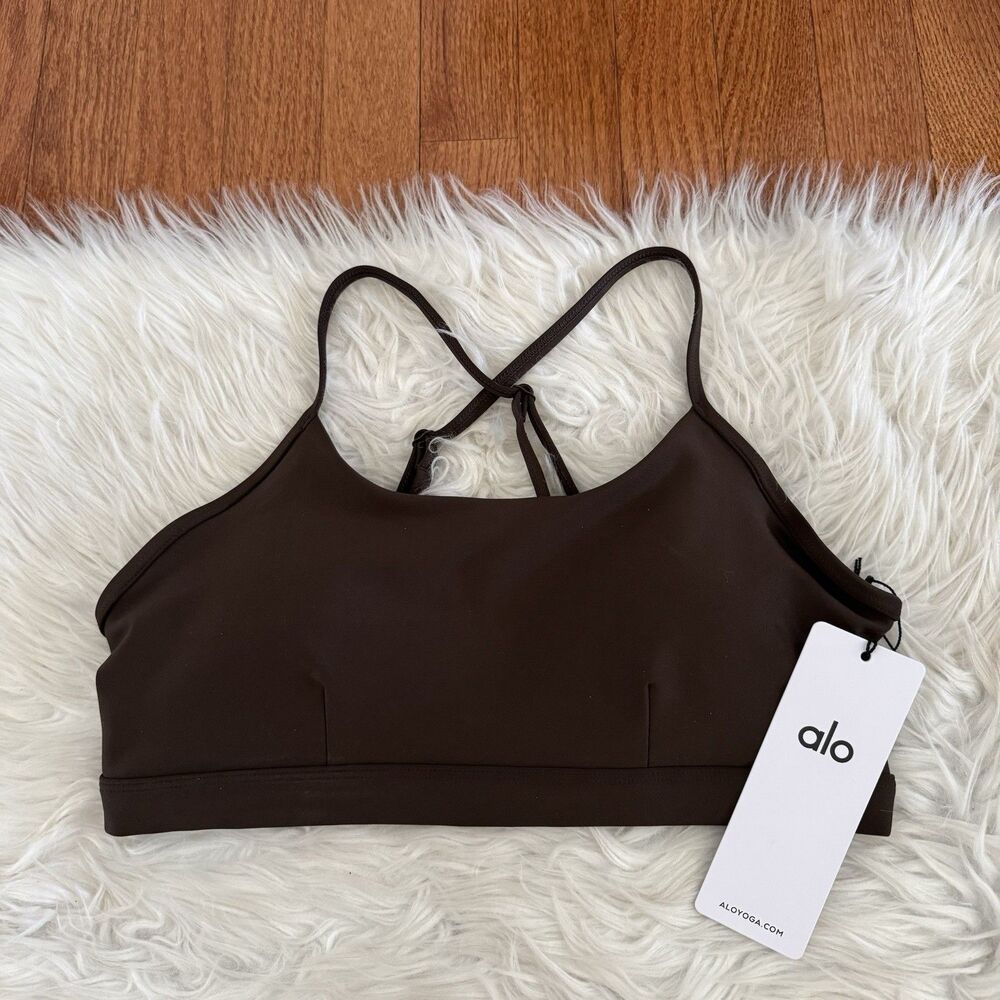 Alo Yoga Airlift Intrigue Bra Women’s Large Espresso Adjustable Straps NWT $78 - Picture 3 of 15